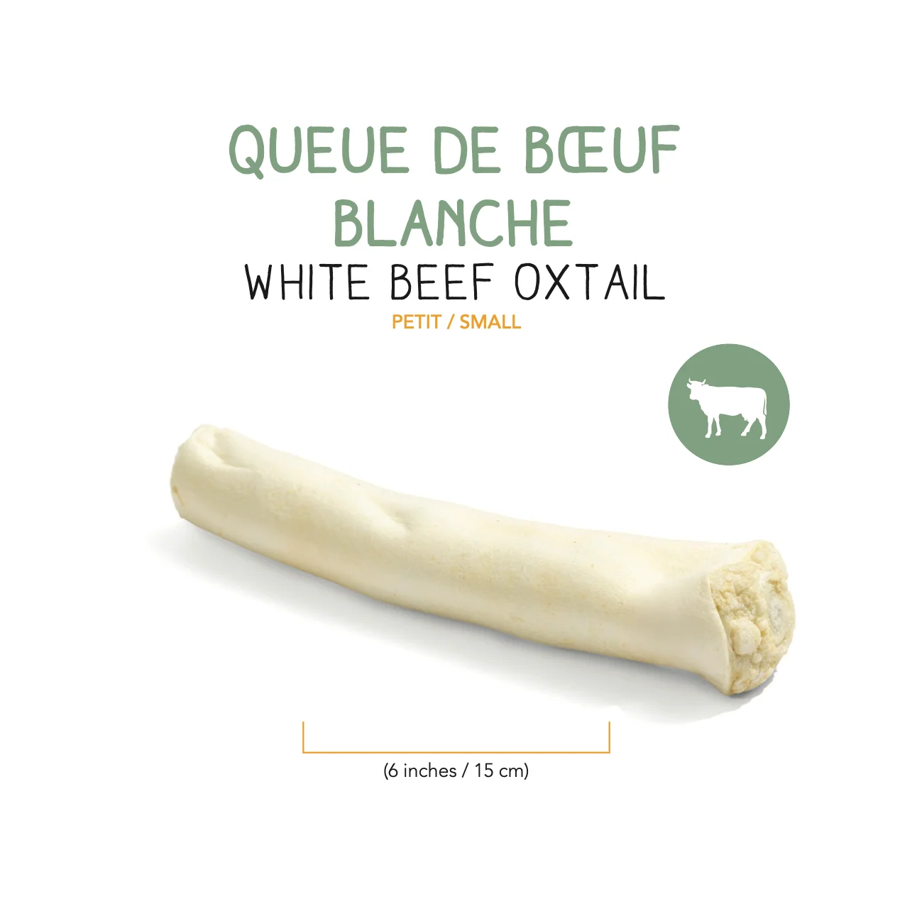 Queue de boeuf blanche deshydratee - 15 cm – Image 2